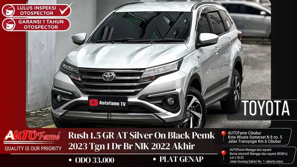 Toyota Rush 1.5 GR AT Silver On Black Pemk 2023 Tgn 1 Dr Br NIK 2022
