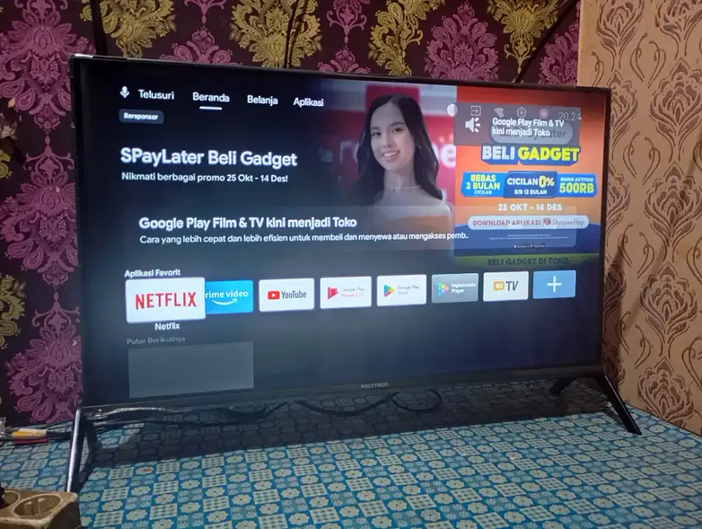 Jual tv led di gital androit. 32 in mrk polytron. Tv no minus.