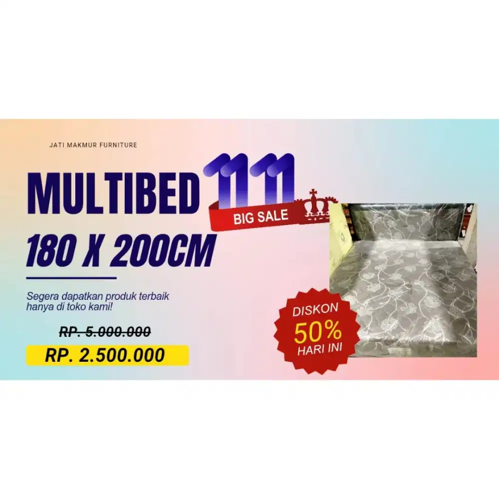 CUCI GUDANG! Multibed Eurostar 180cm springbed menyatu dengan dipan