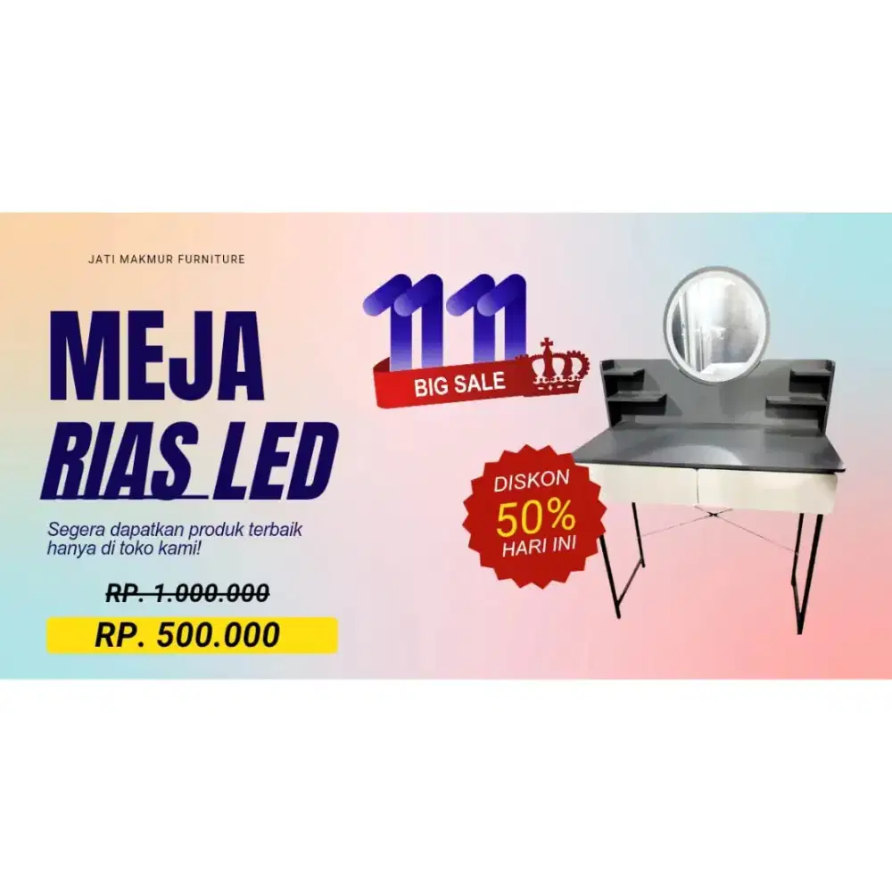 OBRAL! Meja rias dengan lampu LED minimalis dan aesthetic