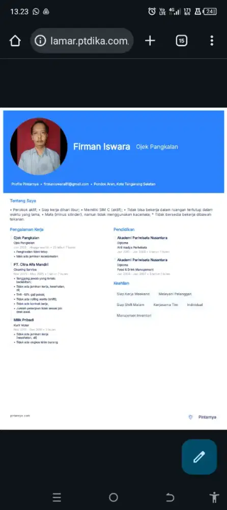 Cari pekerjaan sore-malam