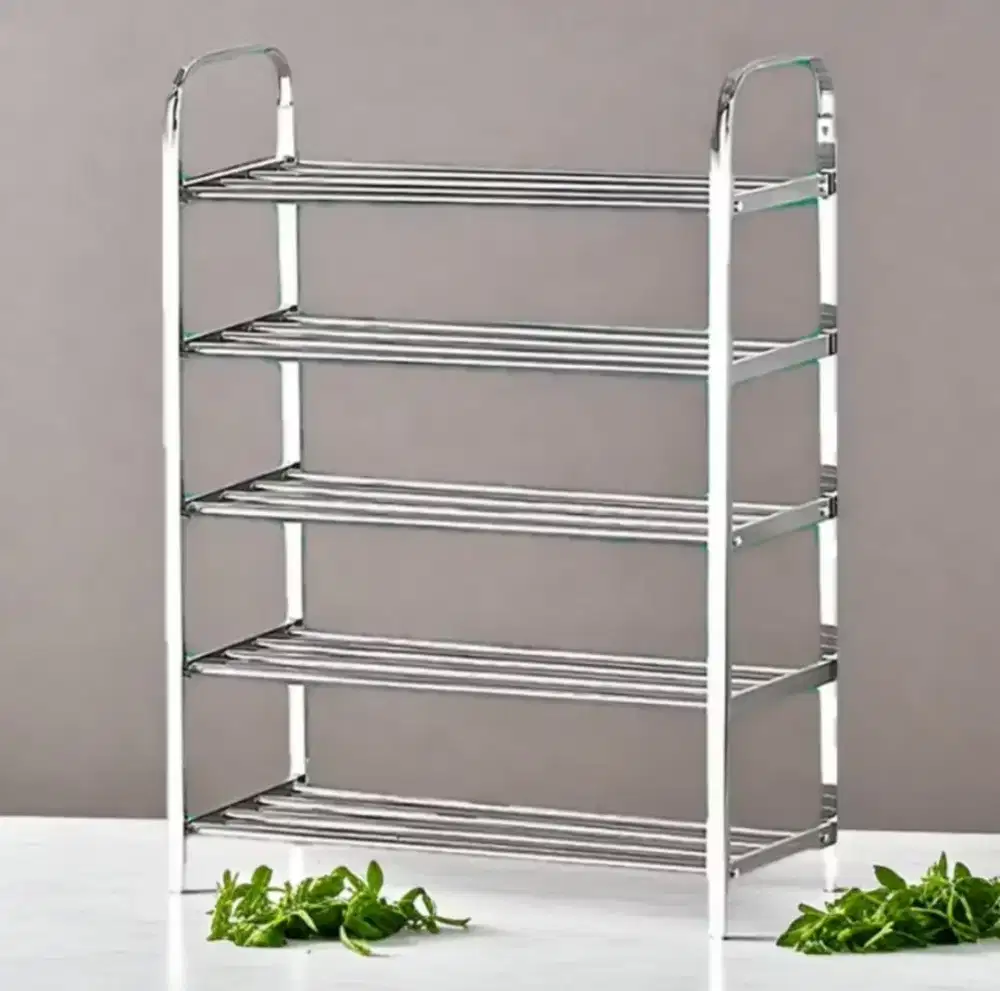 Rak stainless sepatu / sandal 5 tingkat