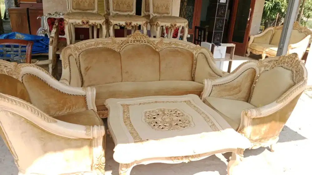 1 set kursi tamu mewah Ganesha jumbo kayu jati