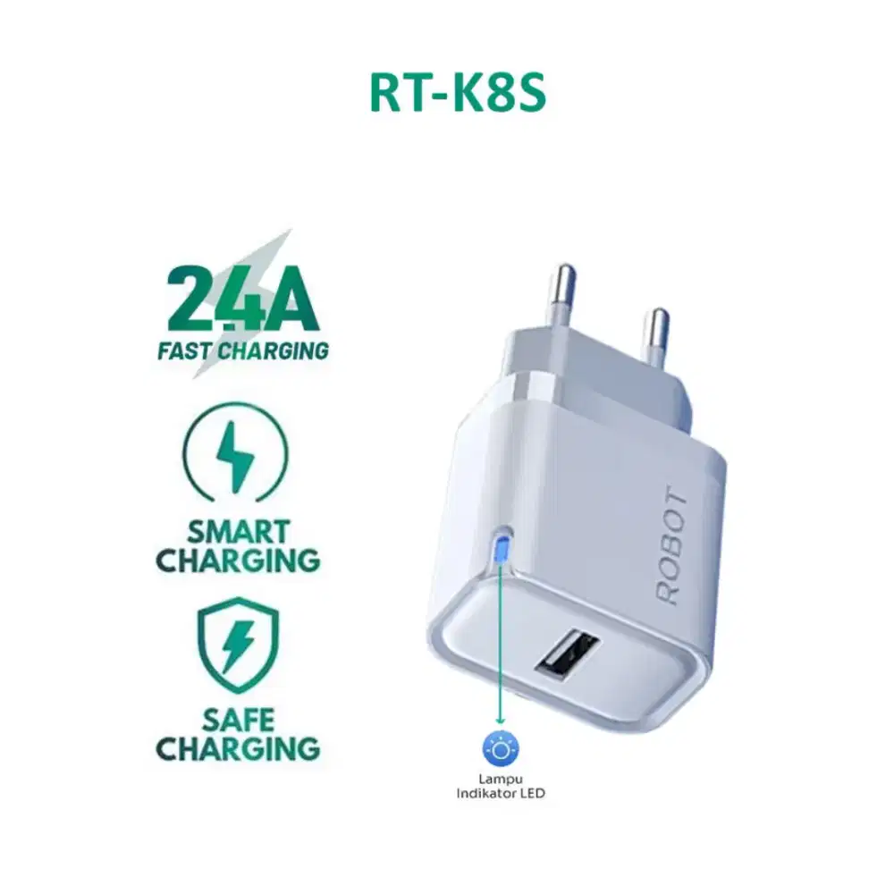 Kepala Cas Robot Adaptor 2.4A 12W New Original 100%