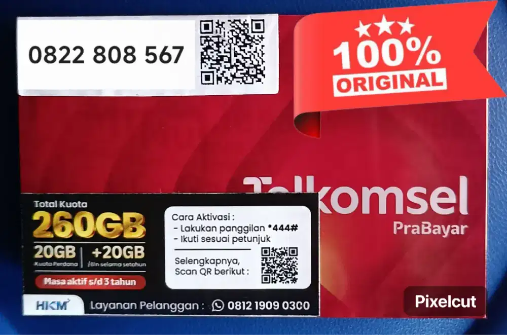 Nomor Cantik HOKI 10 digit Simpati
Telkomsel - 260 GB 1 Tahun