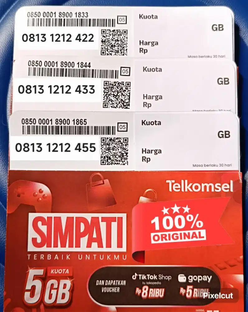Nomor Cantik 10 digit Simpati Telkomsel
kouta 260 GB 1 Tahun