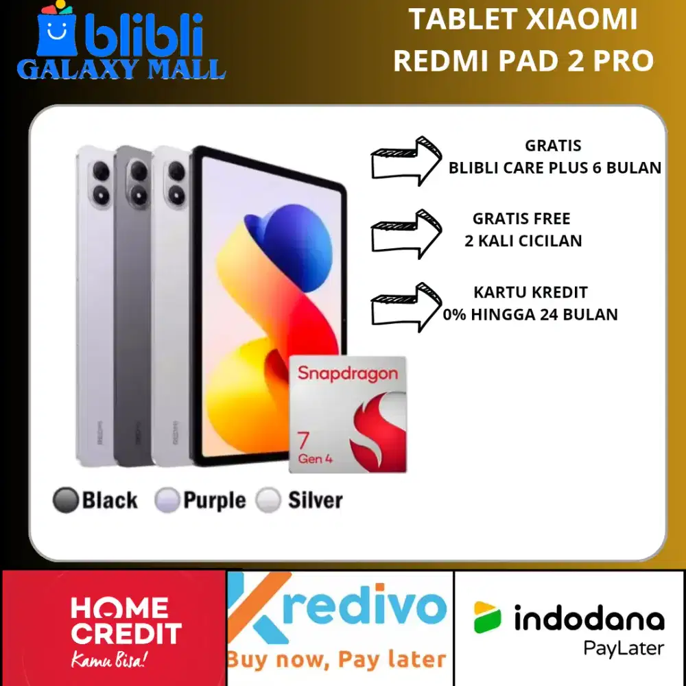 Xiaomi Redmi Pad 2 Pro Bergaransi Resmi Free Perlindungan Kerusakan