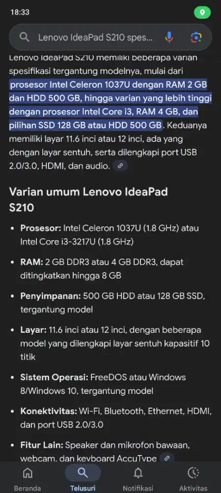 laptop Lenovo Ideapad s210
