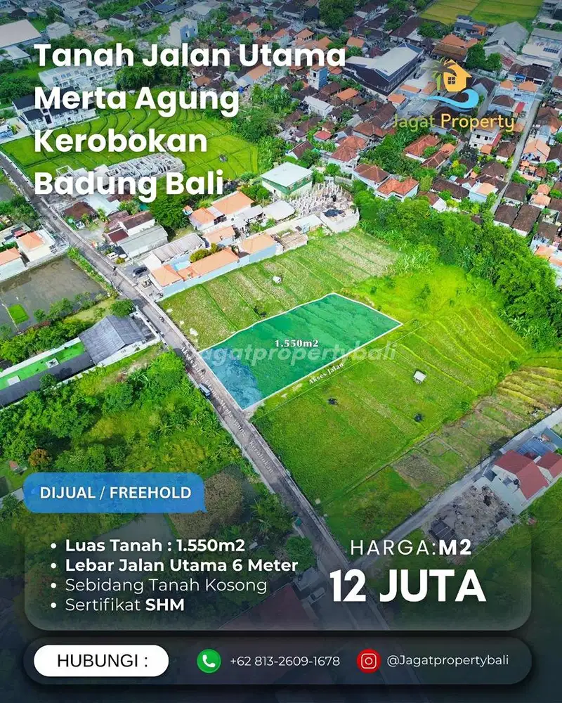 Dijual Tanah Berlokasi Merta Agung Kerobokan Badung Bali