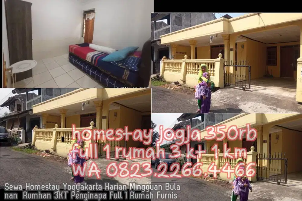 Sewa Homestay Yogyakarta Harian Mingguan Bulanan  Rumhan 3KT Penginapa