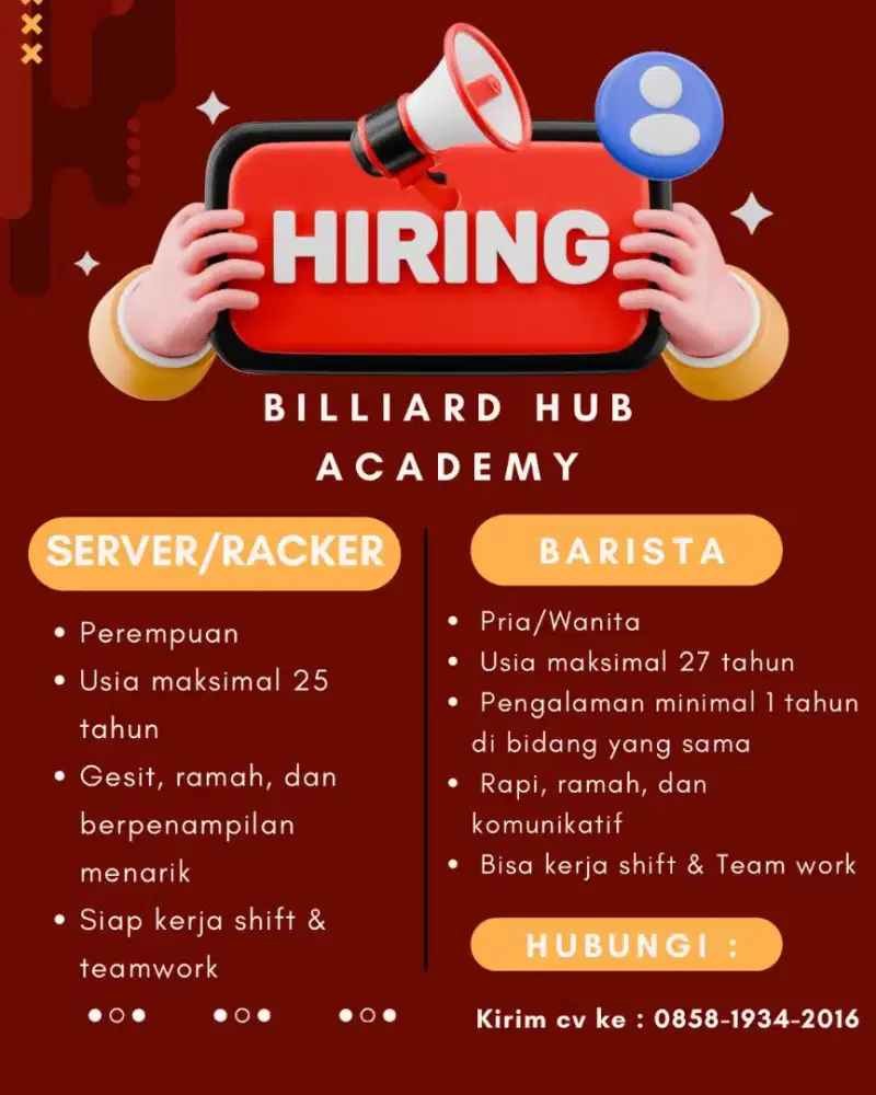 Lowongan kerja billiard hub sdc