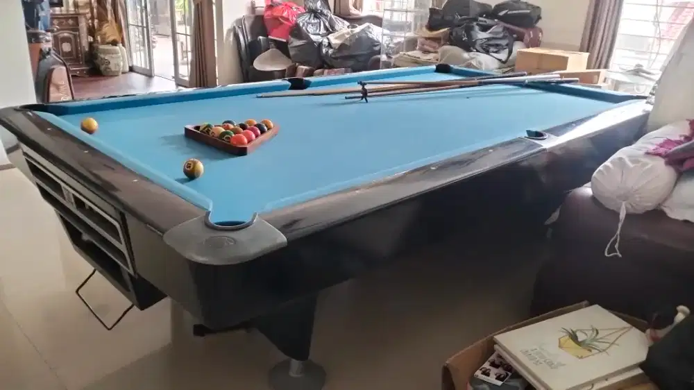 di jual meja billiard 9 feat merk Murry black window