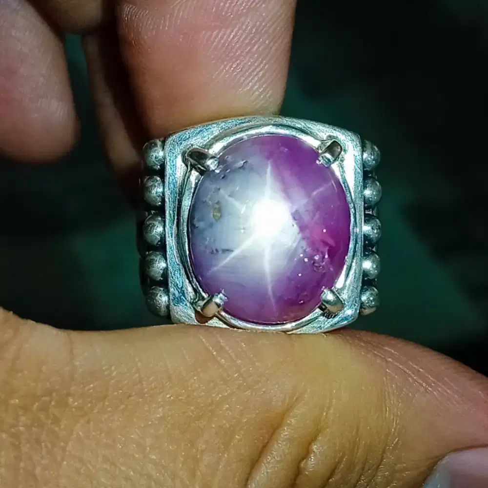 Pink Sapphire Star Sri Lanka 23.9 ct Warna Belang Pink N White l