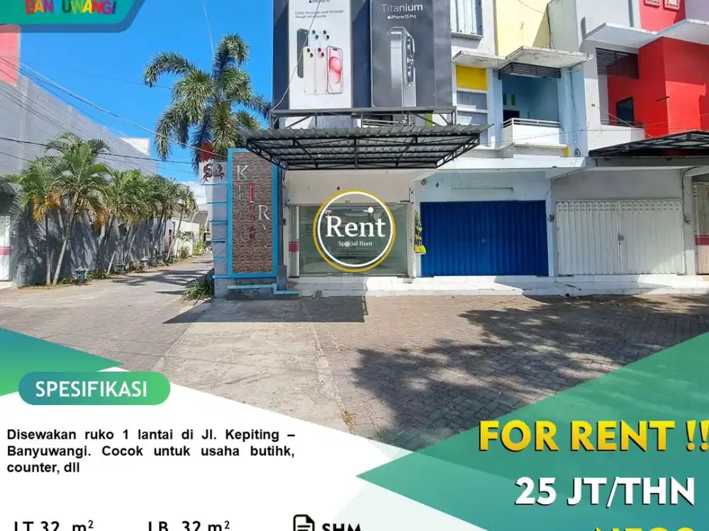 Disewakan Ruko 1 Lantai - Banyuwangi Kota