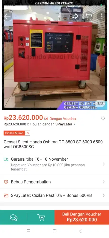 JUAL GENSET BENSIN HONDA SILENT 6000 WATT
