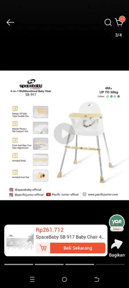 High chair merk spacebaby