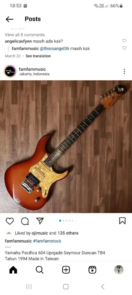 Gitar Guitar Listrik Vintage Yamaha Pacifica 604 thn 94 Seymour Duncan