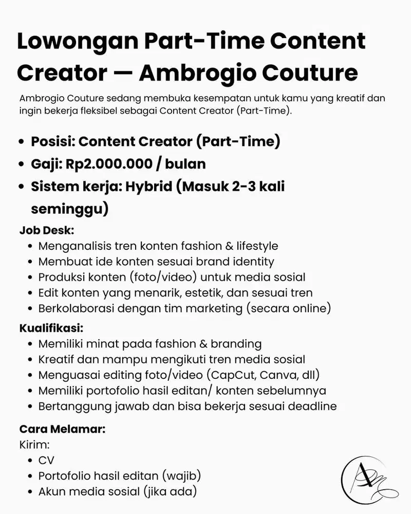 Lowongan kerja - content creator