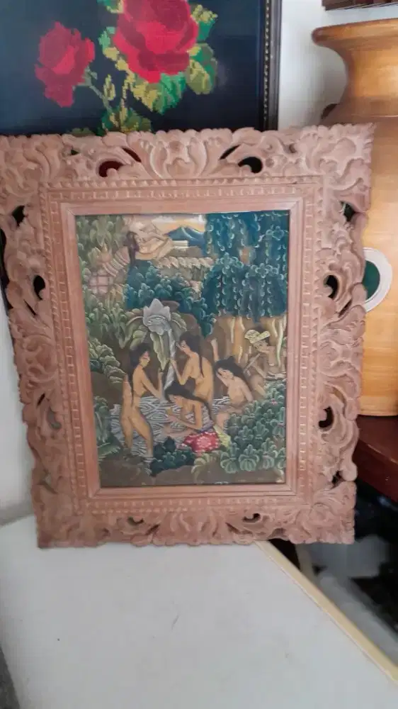 Pajangan bali bingkai kayu
