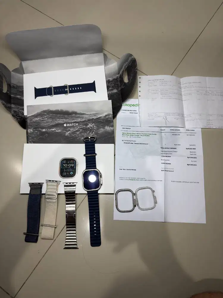 Apple Watch Ultra 2 49mm Titanium Ocean Band Blue Ex Inter Kondisi 90%