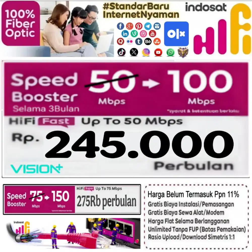 Wifi murah indosat hifi gratis biaya instalasi