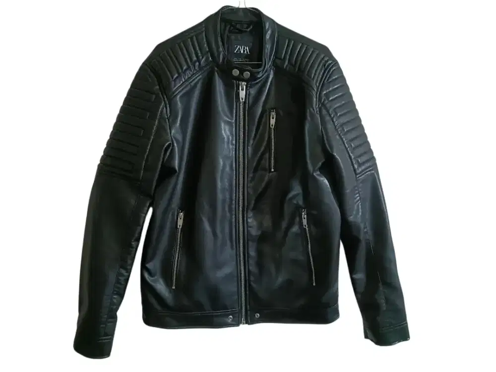 Jaket Jacket Bikers Zara Kulit Asli Hitam Genuine Leather