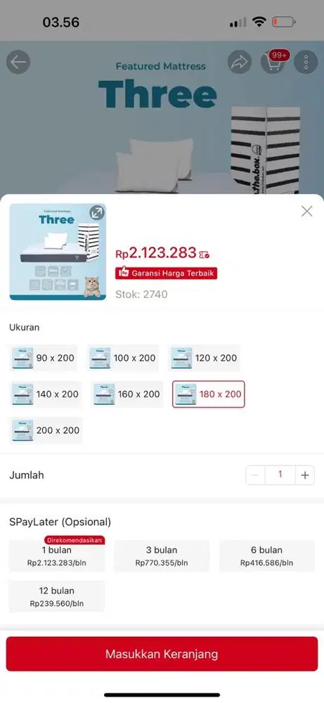 Kasur king size in the box 180x200