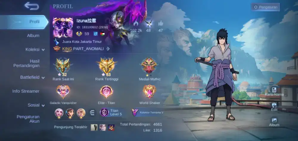 Akun mlbb legend Freya