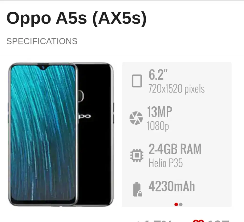 Oppo A5s 3/32 Muluss Nett 500rb Pass. Lok. Kalimalang