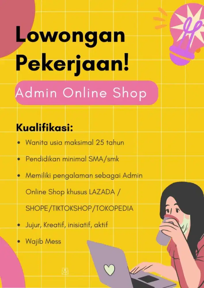 LOWONGAN ADMIN ONLINE SHOP