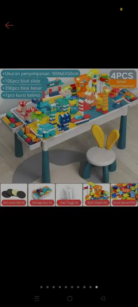 Set meja mainan lego ukuran besar