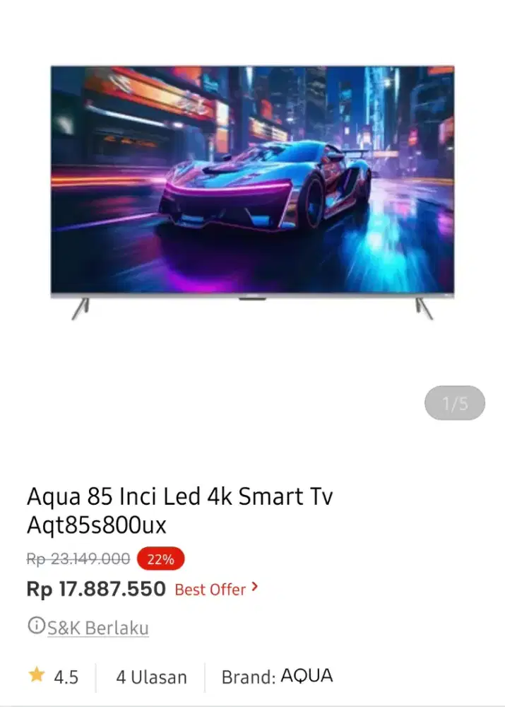 Aqua qled google tv 85 inci