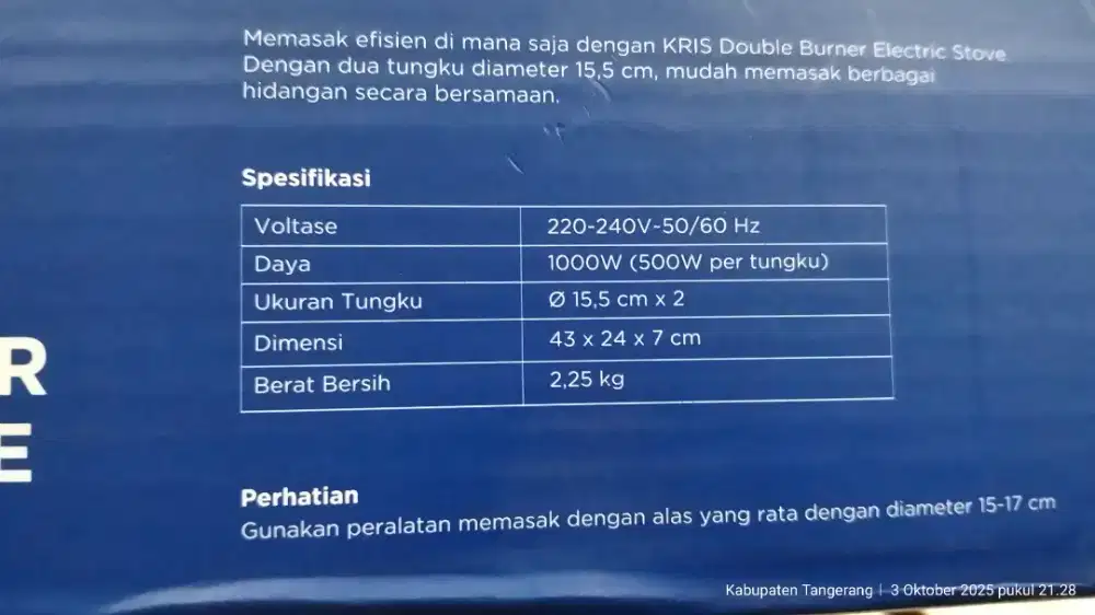 Kompor listrik 2 tungku