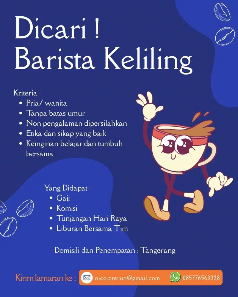 Lowongan Barista Keliling. Curug, Tangerang
