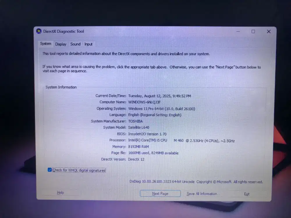toshiba satellite L640