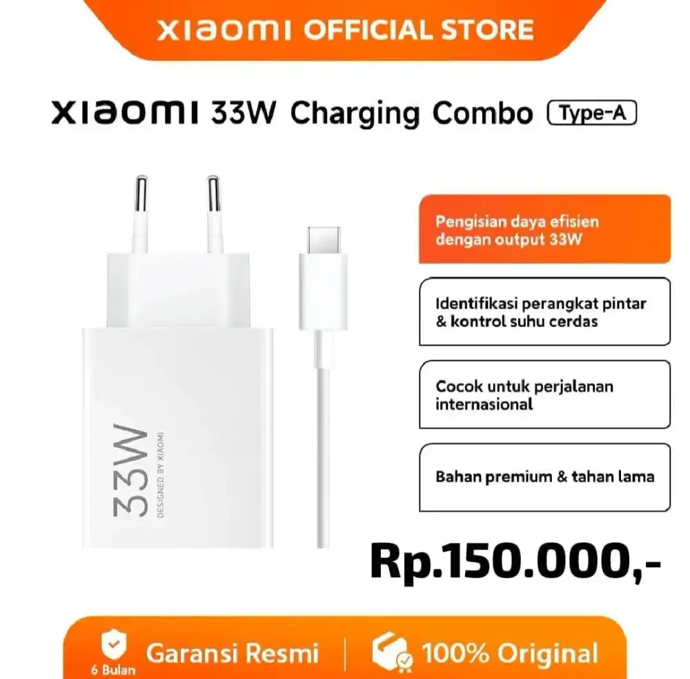 Charger Original Xiaomi 33watt ( GARANSI RESMI 6bln )