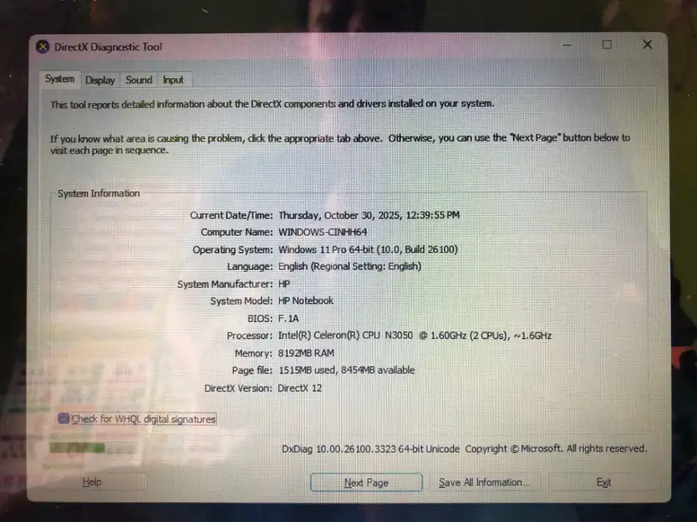 HP 14 AC150TU Celeron