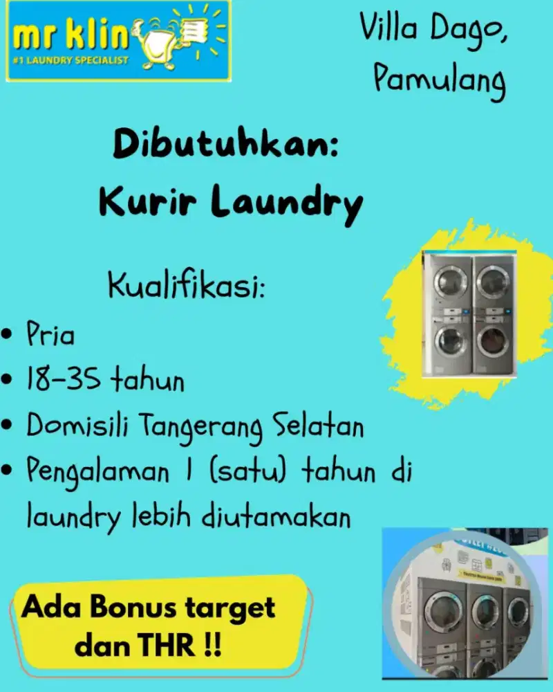 Lowongan karyawan dan kurir laundry