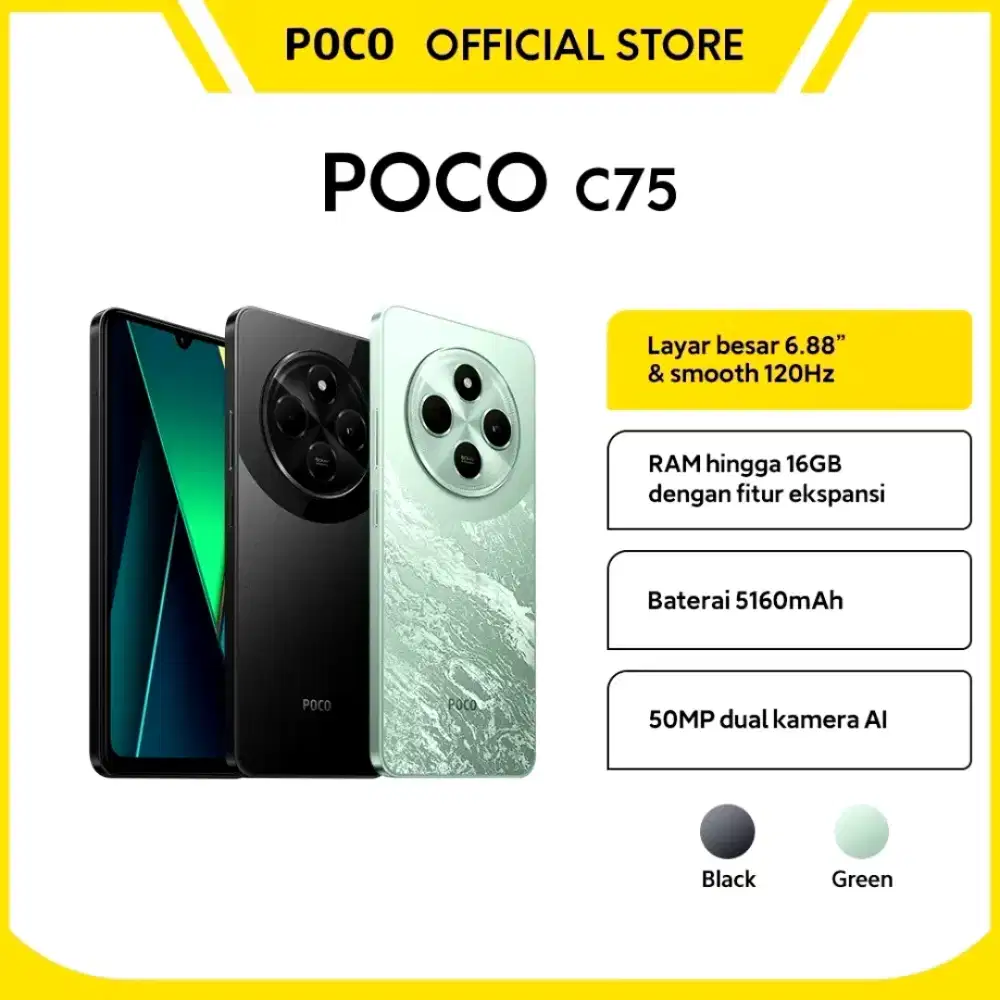 Handphone xiaomi poco c75 ram 6/128