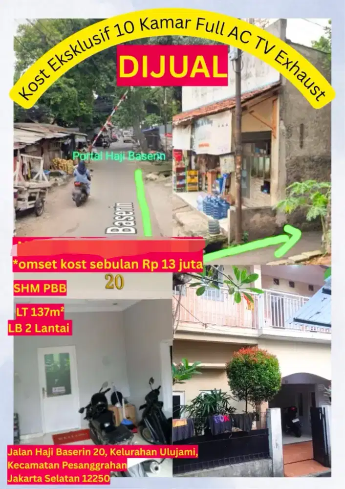 DIJUAL KOST MURAH BANGET.pemilik mau pindah LN.