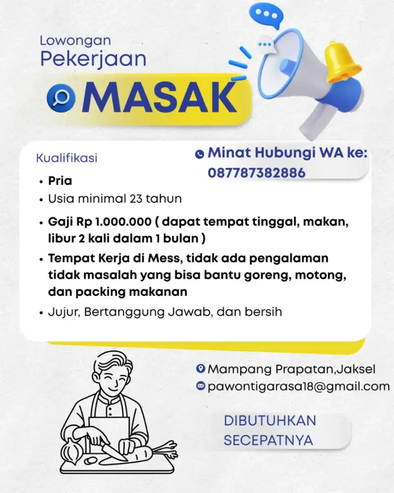 Lowongan kerja tukang masak
