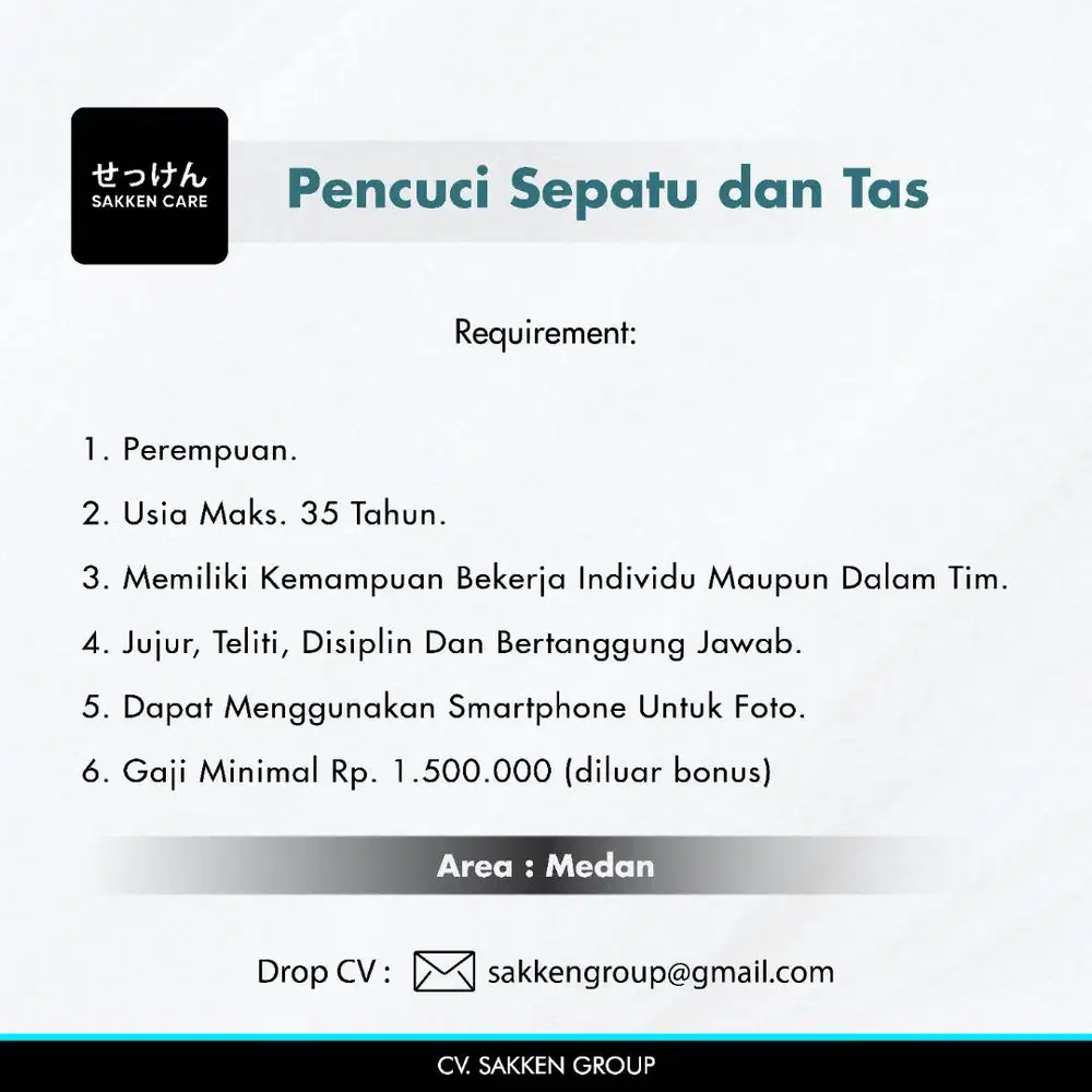 LOWONGAN CUCI SEPATU & TAS (WANITA)