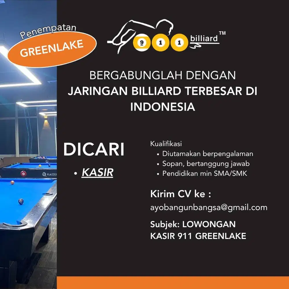 LOKER KASIR 911 GREENLAKE