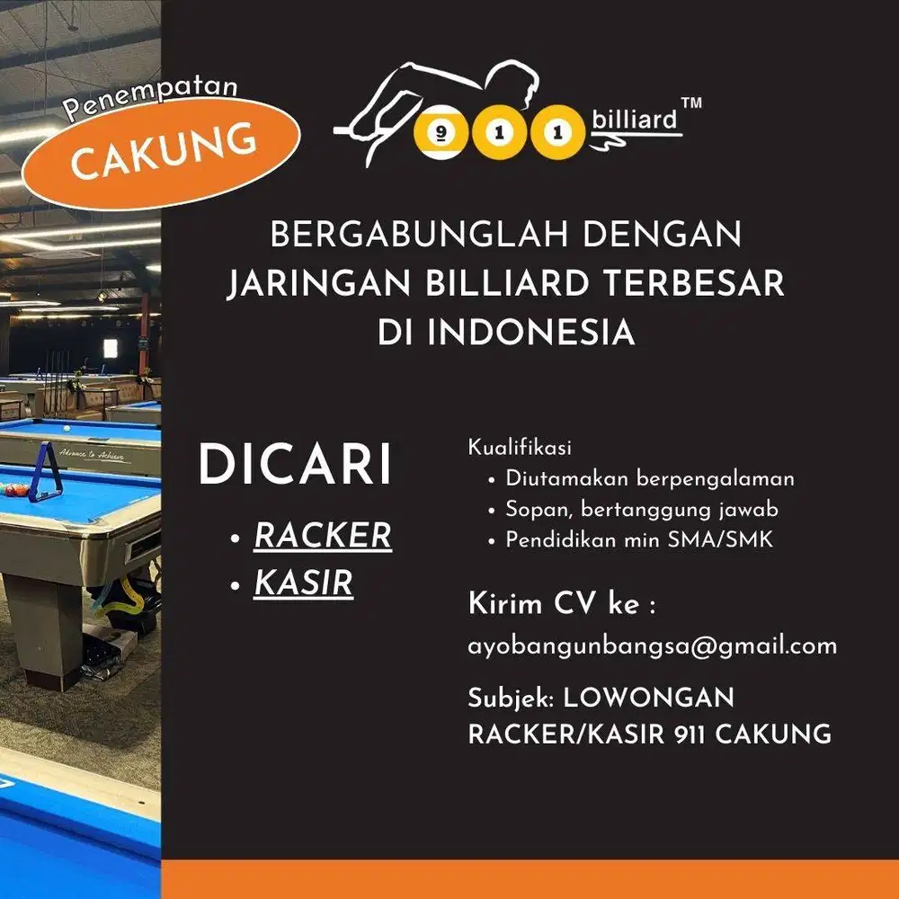 LOKER KASIR & RACKER 911 CAKUNG