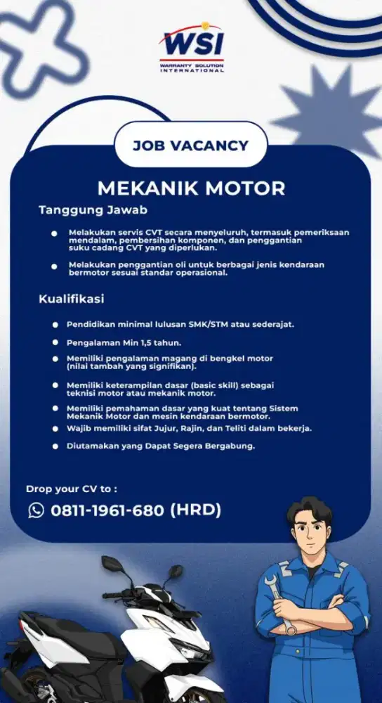 Lowongan Kerja Mekanik Motor