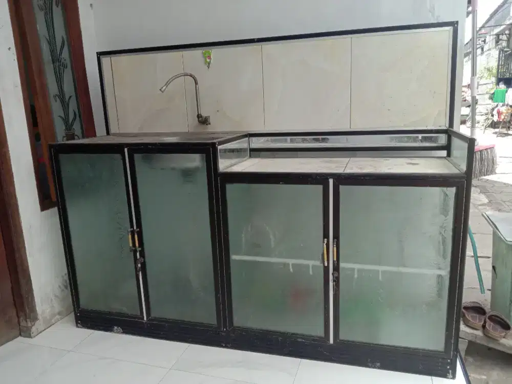 Rak piring aluminium dan tempat cuci piring Aluminium siap pakai