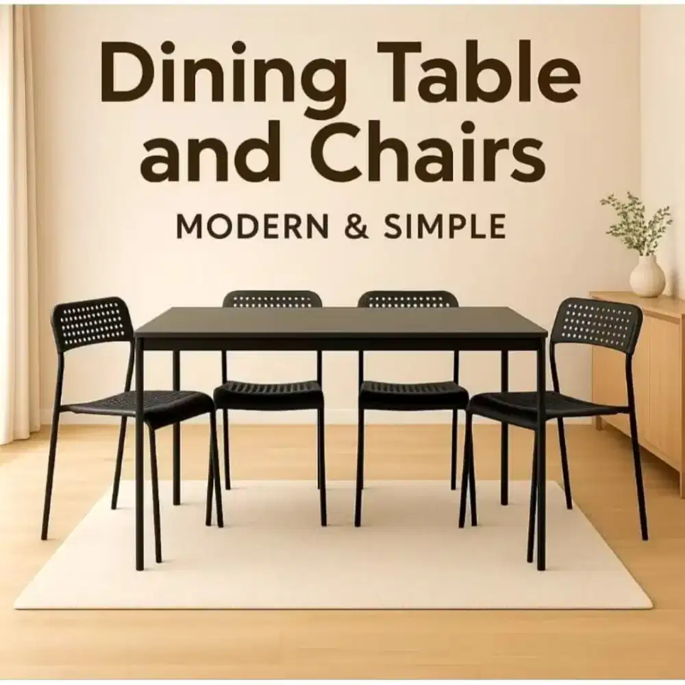 Meja makan set kursi ukuran 120 x 60cm