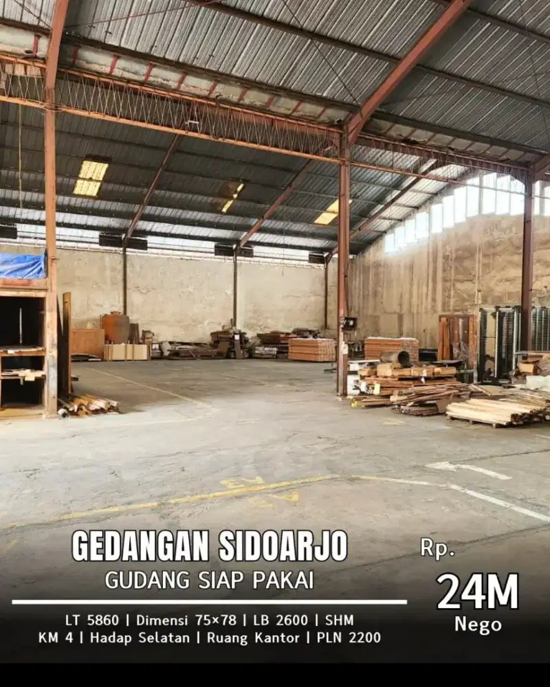 Gudang gedangan sidoarjo siap pakai