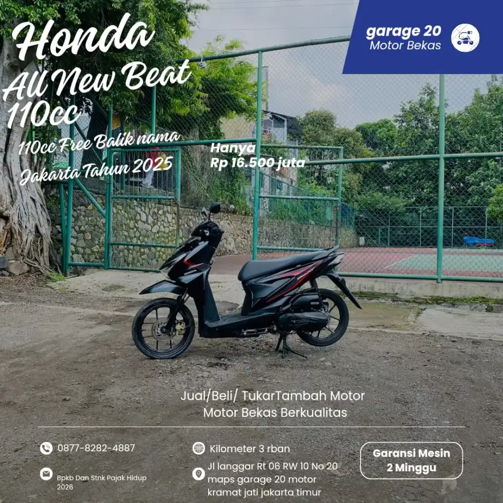 Honda All New Beat 110cc pgm_fi Tahun 2025 free balik Nama jakarta