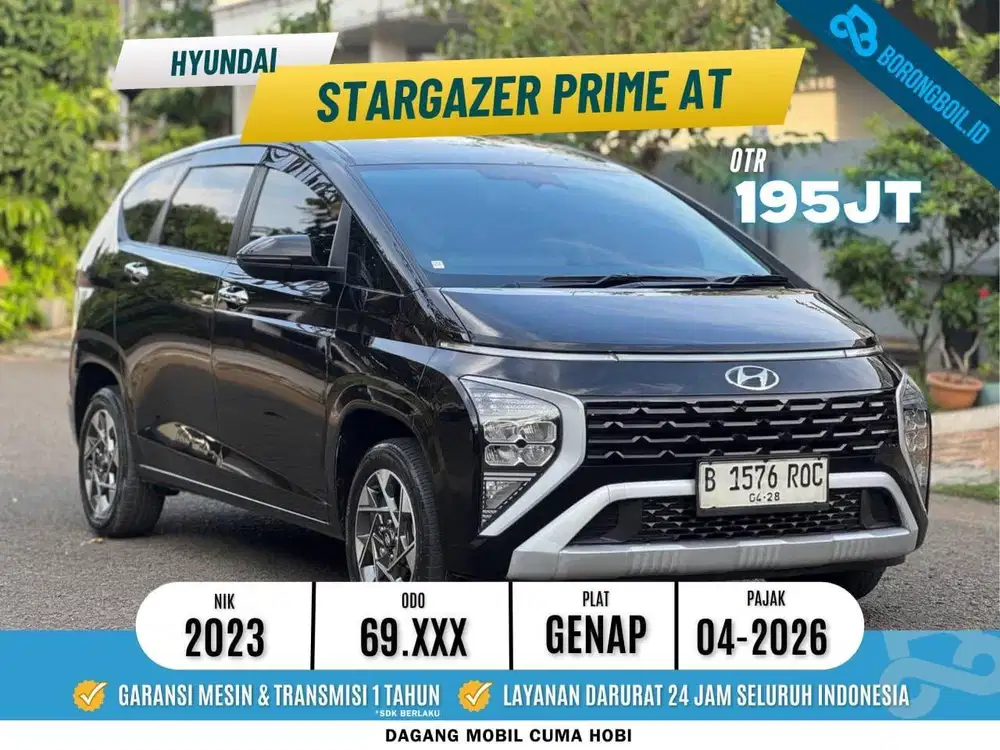 HYUNDAI STARGAZER PRIME AT CAPT SEAT 2023 HITAM ISTIMEWA PAJAK PNJANG